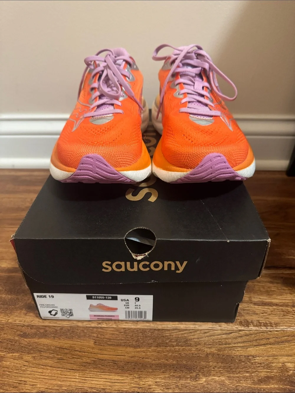 Saucony Ride 19 Orange and Lavender Women's Running Shoes